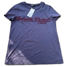 T-shirt Chanel Coco Paris Blu Navy Cotone Blu navy