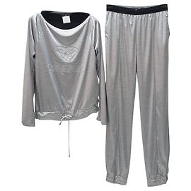 Terno Chanel Prata Logo Pant Prata