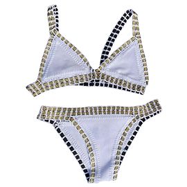 Autre Marque Badeanzug in Weiß und Gold aus Polyester Weiß Golden