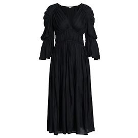 Cult Gaia Anysia gerafftes schwarzes Seidenkleid Schwarz