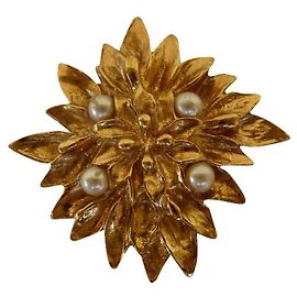Yves Saint Laurent Pins e spille D'oro Bianco sporco