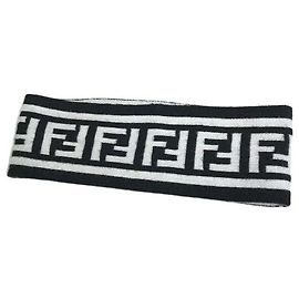 *FENDI Zucca FF patrón accesorios para el cabello banda para el cabello lana negro Negro