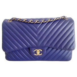 Sac Chanel Classique chevron Bleu