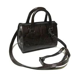 *Jean Paul GAULTIER "24& quot; Bolsa de ombro Boston de couro com estampa de crocodilo Marrom
