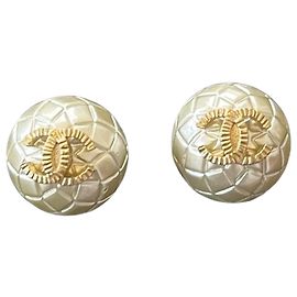 Boucles d'oreilles Chanel CC dorées Bijouterie dorée