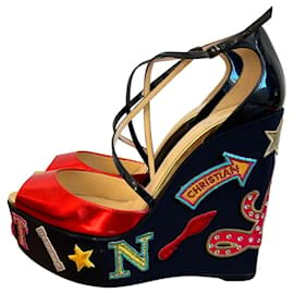 Christian Louboutin-Calcanhares-Preto,Vermelho,Azul marinho