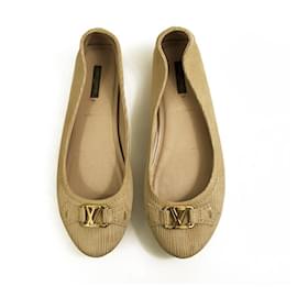 Louis Vuitton-Louis Vuitton Ballerine Oxford in pelle Epi beige con monogramma LV 39,5-Beige