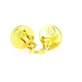 Céline-Gold plated Celine round earrings-Golden