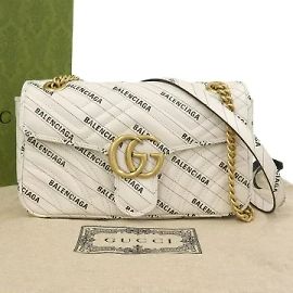 *Gucci x Balenciaga GG Marmont The Hacker Project Small Bag Shoulder Branco