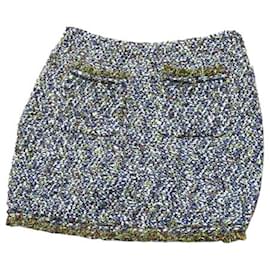Chanel-*CHANEL Tweed Mini Saia Multicolorida 38-Multicor