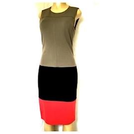 Diane Von Furstenberg-DVF Diane von Furstenberg Sharby Colorblock Sheath Dress-Grey,Coral