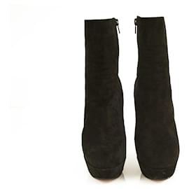 Christian Louboutin-CHRISTIAN LOUBOUTIN Black Suede Taclou Booty 140 Ankle Boots Size 37-Black