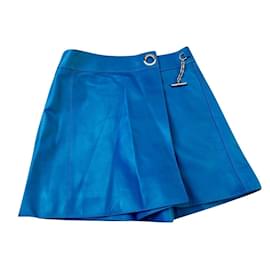 Hermès-falda de cuero mini-Azul