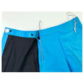 Hermès-Leather Mini Skirt-Blue