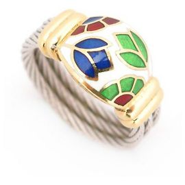 BAGUE FRED FORCE 10 TAILLE 51 OR JAUNE 18K CABLE ACIER & EMAIL GOLD STEEL RING Autre