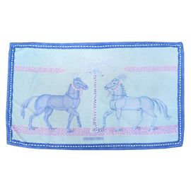 Hermès BEACH TOWEL HERMES HORSES BLUE COTTON BATH TOWEL BEACH TOWEL Blue