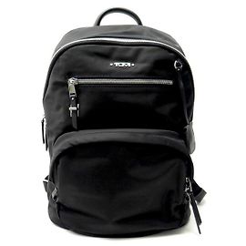 NOVA MOCHILA TUMI HARTFORD 125049/1041 BOLSA LONA PRETA COM ACABAMENTOS PRATA Preto