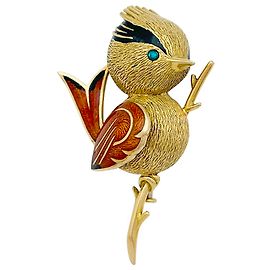inconnue Broche "Pájaro Crestado" oro amarillo, Esmeralda, Email. Otro