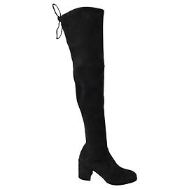 Stuart Weitzman Tieland Stretch Thigh High Boots in Grey Suede Grey