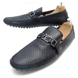 NEUF CHAUSSURES LOUIS VUITTON MOCASSINS HOCKENHEIM 12 46 CUIR PYTHON SHOES Noir