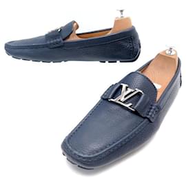 Louis Vuitton-CHAUSSURES MOCASSINS LOUIS VUITTON 10 44 MONTE CARLO CUIR BLEU MARINE SHOES-Bleu Marine