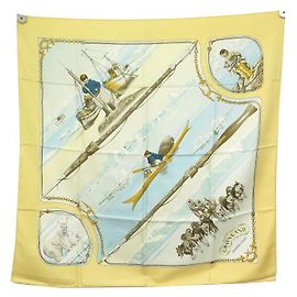 Hermès BUFANDA CUADRADA HERMES GRONLAND LEDOUX 90 SEDA AMARILLA + BUFANDA DE SEDA Amarillo