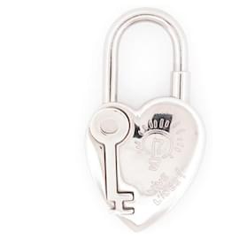 Hermès PADLOCK HERMES CHARM COEUR VIVE L'IDEE 2004 SILVER PENDANT KEYRING PADLOCK Silvery