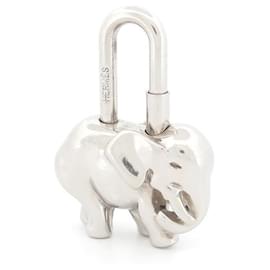 Hermès RARE HERMES CHARM ELEPHANT PADLOCK 1988 SILVER PENDANT PADLOCK KEYRING Silvery