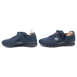 Prada-PRADA MATCH RACE SNEAKERS 45 NAVY BLUE CANVAS AND LEATHER SHOES-Navy blue
