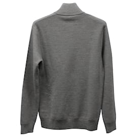 Ralph Lauren-Ralph Lauren Purple Label Quarter-Zip Pullover Sweater in Grey Wool-Grey