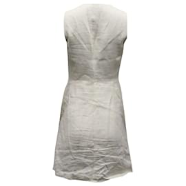 Theory-Theory Mini-robe sans manches plissée avec poches latérales en lin blanc-Blanc