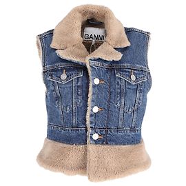 Gilet Teddy Ganni in denim di cotone blu Blu
