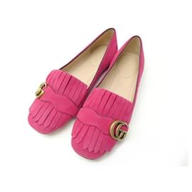 Gucci-GUCCI BALLERINA MARMONT SHOES 453373 38 IT 39 FR EN SUEDE PINK SHOES-Pink