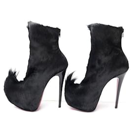 Christian Louboutin-SHOES ANKLE BOOTS CHRISTIAN LOUBOUTIN PUCK 160 BLACK PONY LEATHER BOOTS-Black