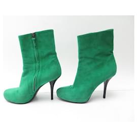Balenciaga-BALENCIAGA BOOTIE SHOES 245484 40 GREEN SUEDE SHOES BOOTS-Green