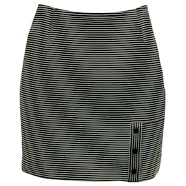 Thierry Mugler-Mugler Striped Pencil Skirt in Black and White Polyamide-Multiple colors
