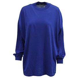 Versace Pull à manches Bishop en laine bleue Bleu