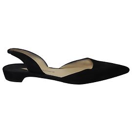 Paul Andrew Rhea Slingback Flats en Daim Noir Noir