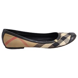 Burberry Ballerines Check en Toile Beige Autre