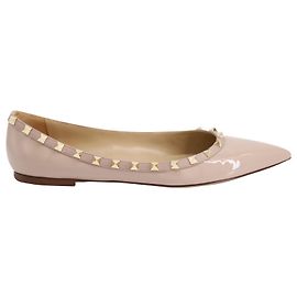 Bailarinas Rockstud de charol beis Valentino Garavani Beige