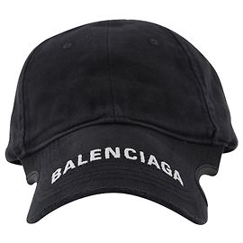 Balenciaga Sombrero Notch Logo Visorin Algodón Blanco y Negro Negro
