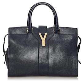 Yves Saint Laurent Cartable YSL Cabas Chyc Ligne en cuir noir Noir