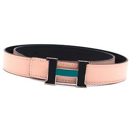 Hermès Hermes 24mm Pink Black Constance H Reversible Belt Size 80 Pink
