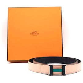 Hermès-Ermete 24Cintura reversibile Costanza H rosa nera mm 80-Rosa