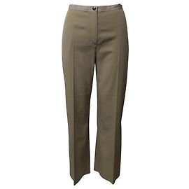 Calças de cintura Lanvin Grosgain em lã bege Marrom Bege