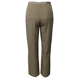 Lanvin-Lanvin Grosgain Waist Trousers in Beige Wool-Beige