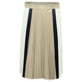 Saia Colorblock plissada Victoria Beckham em couro multicolorido Multicor