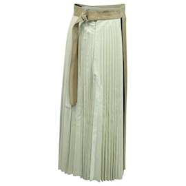 Victoria Beckham-Victoria Beckham Pleated Colorblock Skirt in Multicolor Leather-Multiple colors