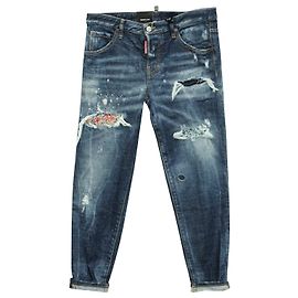 Dsquared2 Hockney Boyfriend Jeans in Blue Cotton Blue