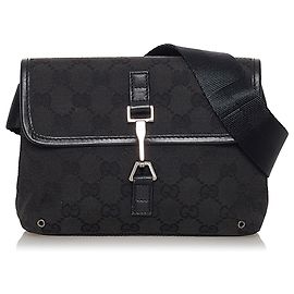 Gucci Black GG Canvas Jackie Gürteltasche Schwarz